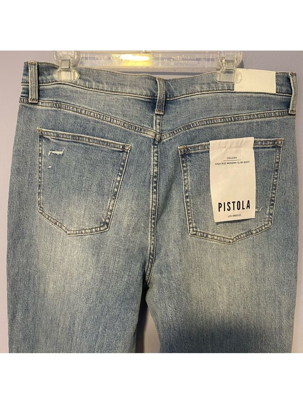 Pistola Colleen High Rise Slim Boot Jeans NWT Light Wash Distressed Sz 34 - Picture 10 of 15